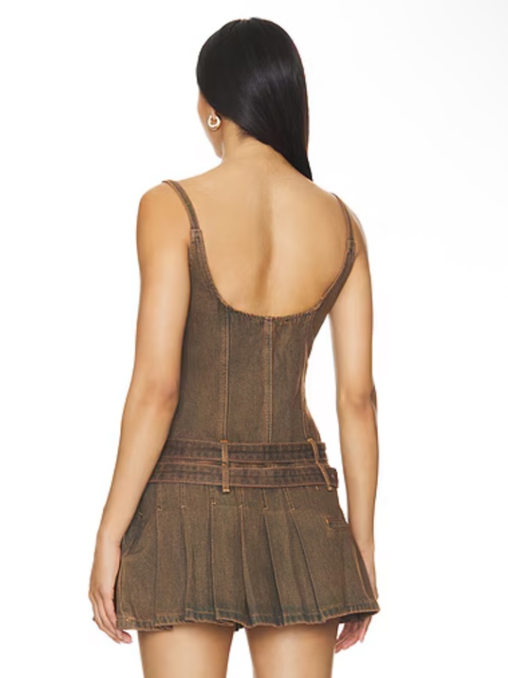 Lioness Biker Mini Dress Petrol Brown Denim belted Revolve NWT M - Picture 3 of 8
